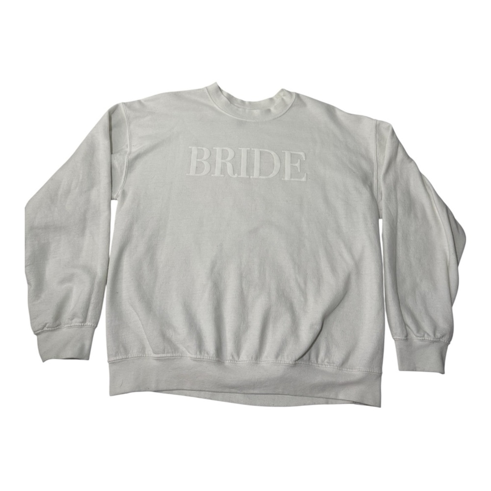 Bride Sweatshirt Large White Bridal Crewneck Bachelorette Honeymoon